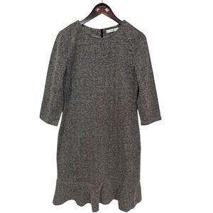 Signature Collection Womens Dress M (8-10) Grey Tweed Flounce Hem Career Work